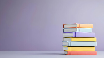 Fototapeta premium Stack Of Colorful Books On Pastel Background