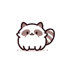Fototapeta premium Cute raccoon character sitting happily on a white background 