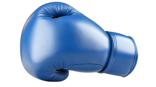 Blue Boxing Glove Ready to Fight Powerful Punching Force