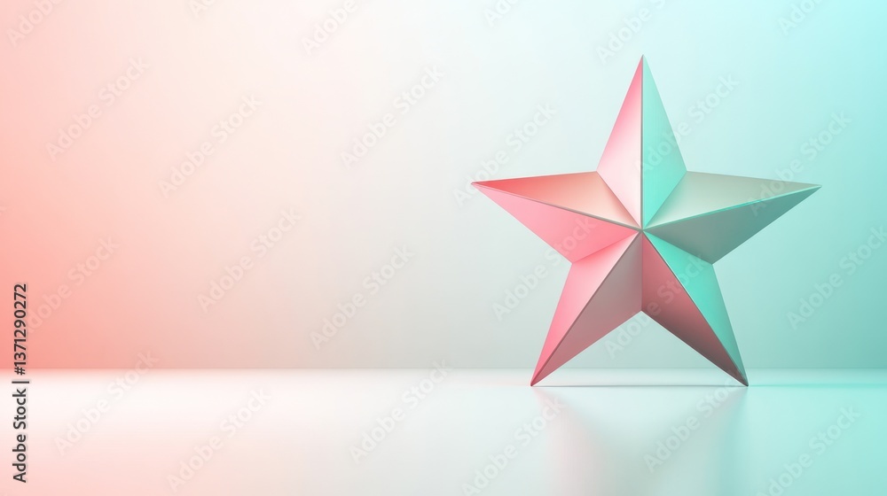 Aufkleber 3d rendered star with gradient colors on a soft background for minimalist design and decorative