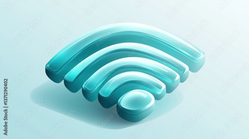 Poster 3d wifi symbol with glossy finish and soft shadows for technology themes