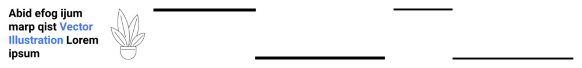 Abstract potted plant with thin black lines and text placeholders. Ideal for minimal design, modern layout, branding material, editorial design, digital content, social media posts, flat landing page