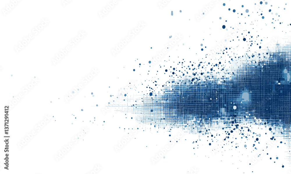 Poster abstract blue digital splatter with grid and particle effects vector