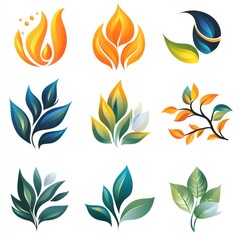 Abstract Fire & Leaf Graphic Design Collection