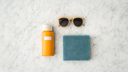 Summer essentials on marble