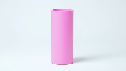 A sleek pink cylinder standing upright against a minimalist white background ideal for design