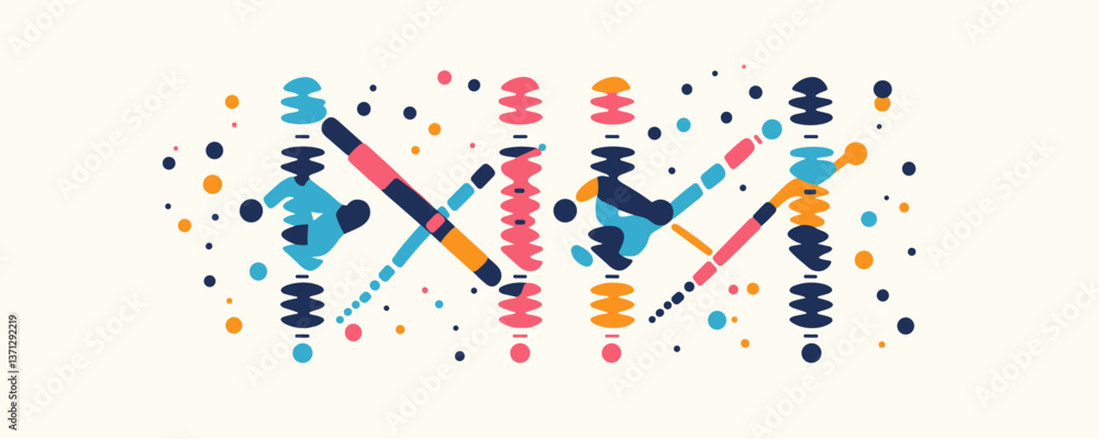 Poster abstract geometric pattern with colorful shapes on light background, vector