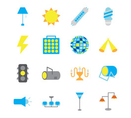 Set of vector light icons with a white background