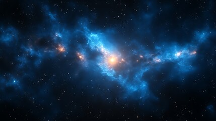 Obraz premium A cosmic nebula displays vibrant colors across the dark celestial void