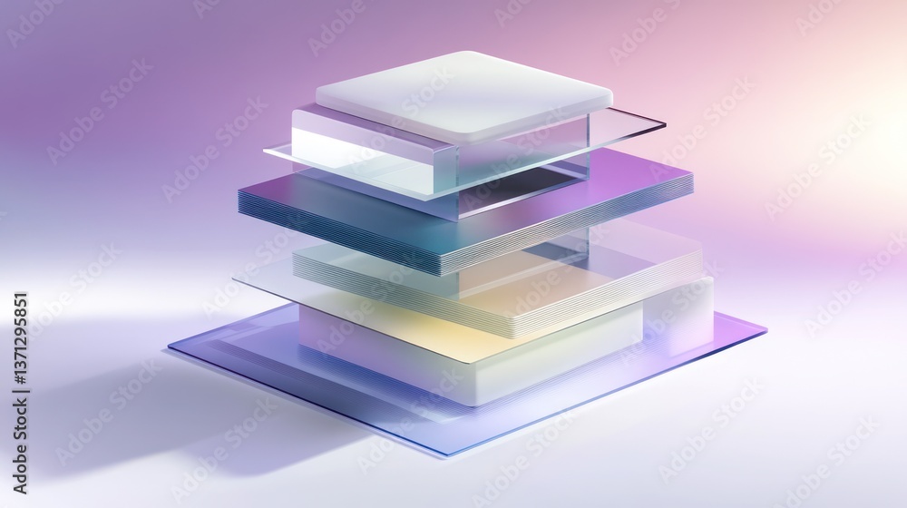 Aufkleber abstract layered geometry with gradient colors and transparency