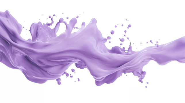 A splash of soft lavender paint with gentle blending tones isolated on a transparent background