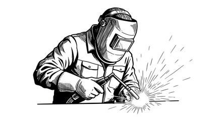 Industrial Welder in Protective Gear