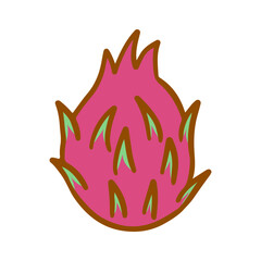 Healthy Dragon Fruit Doodle Illustration on Transparent Background 