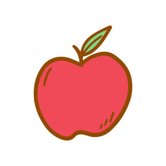 Healthy Apple Fruit Doodle Illustration on Transparent Background 
