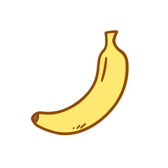Healthy Banana Fruit Doodle Illustration on Transparent Background 