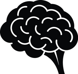 Brain side view silhouette, brain or mind side view flat vector icon for medical apps and websites 