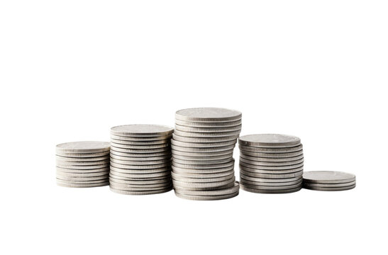  Silver empty coin stack waiting patiently