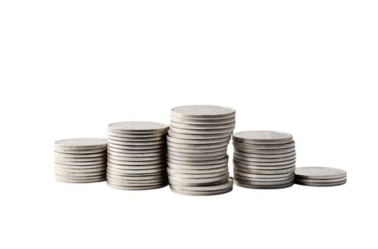  Silver empty coin stack waiting patiently