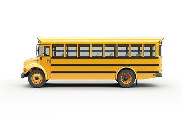 High Detail Image of a School Bus Isolated on White Background