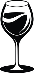 Wine glass vector silhouette, wne glass with wine for tasting flat vector icon for apps and websites 