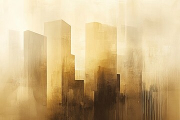 Abstract Golden Cityscape Hazy Urban Dawn