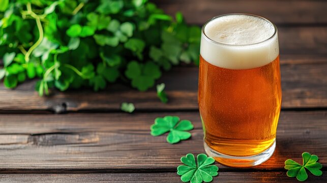 St. Patrick's day beer celebration pub beverage photography rustic setting vibrant atmosphere