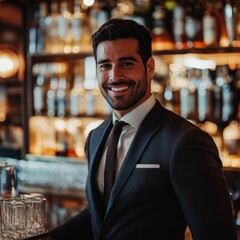 Obraz premium Premium bartender experience at upscale bar urban lounge lifestyle photography intimate setting close-up view service excellence