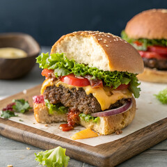 hamburger on a plate