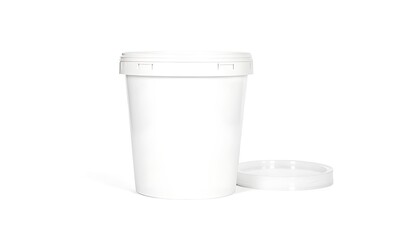 White plastic container with lid perfect packaging for food or cosmetics clean design studio shot on