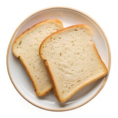 Bread slice in a plate isolated on white background