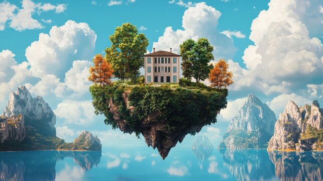 Virtual economy classroom above nft landscapes gigapixel art digital learning environment inspirational view