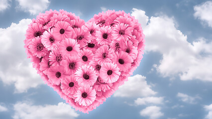 Heart shape flowe. Valentine concept.