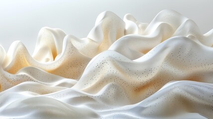 Obraz premium Abstract white fabric folds, light gold speckles, studio shot, soft light background
