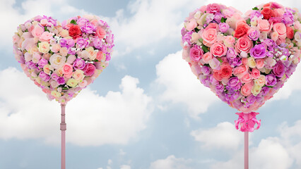 Heart shape flowe. Valentine concept.