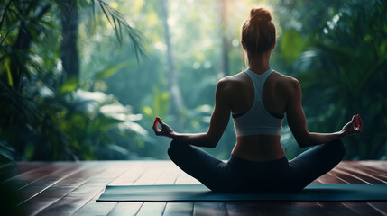 Fototapeta premium young woman doing yoga