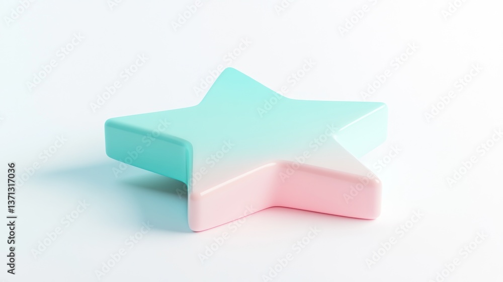 Poster pastel star shape 3d render gradient color minimalist design abstract background