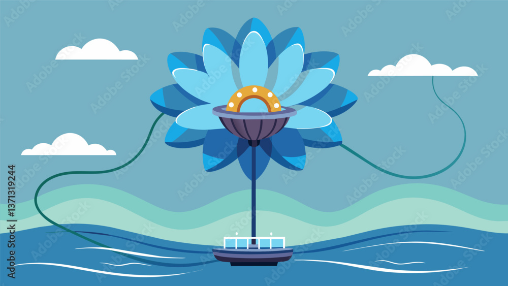 Poster a floating device resembling a giant flower with its petals stretched out captures the energy of the