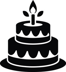 Birthday cake vector silhouette, Birthday cake vector silhouette, birthday cake icon  