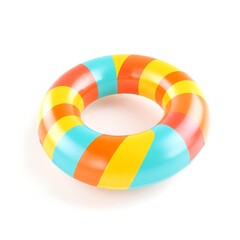 Bright striped inflatable pool ring summer fun vibrant colors perfect for beach pool isolated white