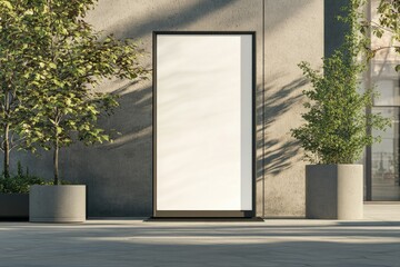 Premium Quality Picture of Isolated Vertical Billboard 3D Mockup in Outdoor Setting
