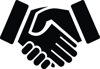 Obraz premium Business handshake silhouette, business agreement handshake or friendly handshake line art icon for apps and websites 
