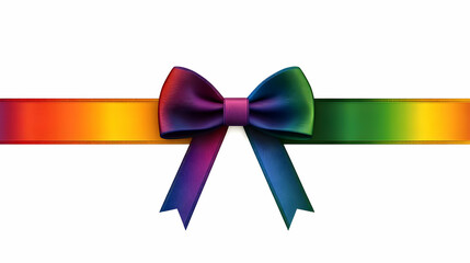 Colorful Ribbon Bow Graphic Illustration on White Background