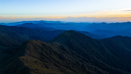 View of Cerro Boró in Chirripo National Park amid a beautiful and colorful summer sunrise in Costa Rica.