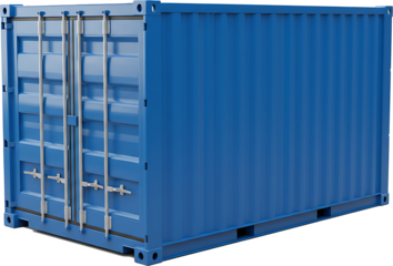 Cargo container blue isolated on white background