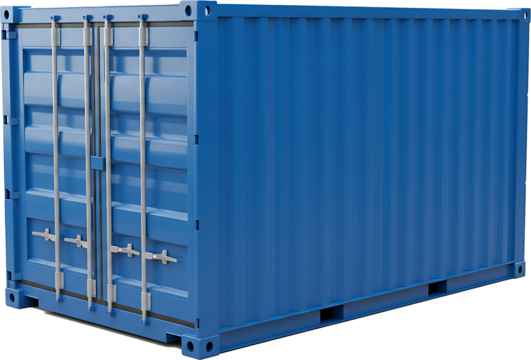 Cargo container blue isolated on white background