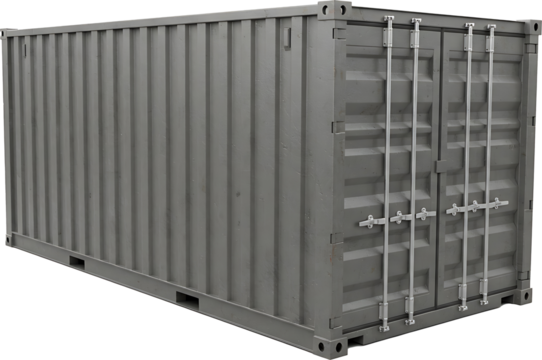 Cargo container with grey color  Isolated On white background