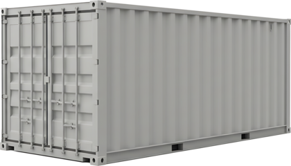 Cargo container with grey color  Isolated On white background