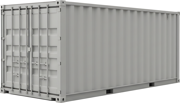 Cargo container with grey color  Isolated On white background - Powered by Adobe