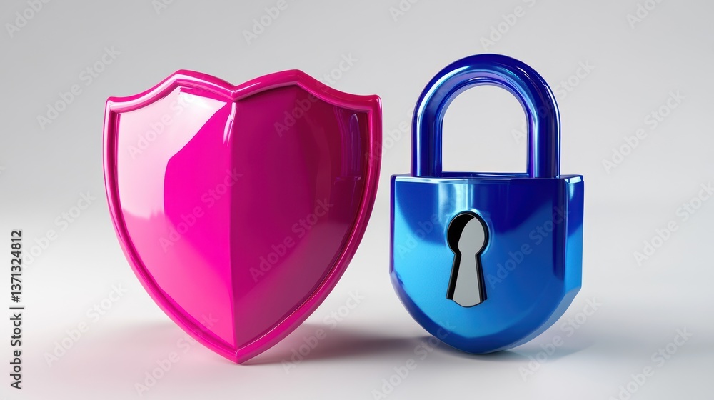 Aufkleber secure heart and lock symbolizing protection and safety in relationships and data security