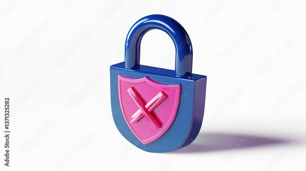 Poster secure lock icon with shield and cross symbol for safety and protection concepts